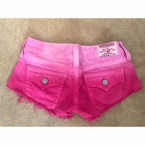 True Religion Pink Ombré Denim Booty Shorts